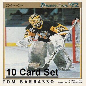 Tom Barrasso Pittsburgh Penguins NHL Hockey Card Collection - 10 Card Set